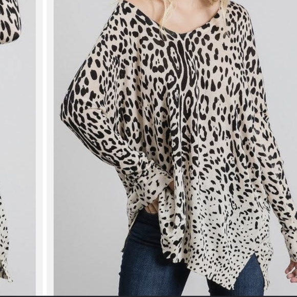 Ellison Linen Cotton Blend Oversized Cheeta Animal Print Boho Pullover Sz Large - Picture 13 of 13